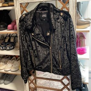 Urban Retro black velvet biker style jacket